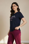 Zivame Knit Cotton Sleep Top - Naval Academy — thumbnail 4